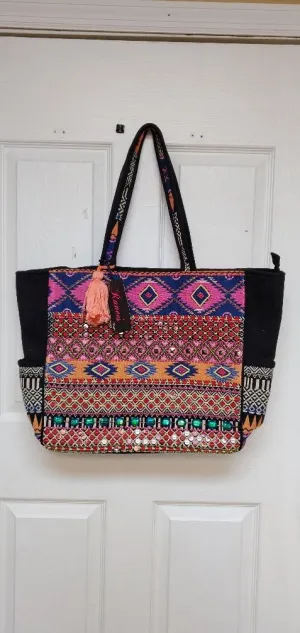 Beach Bag, embellished travel size tote.