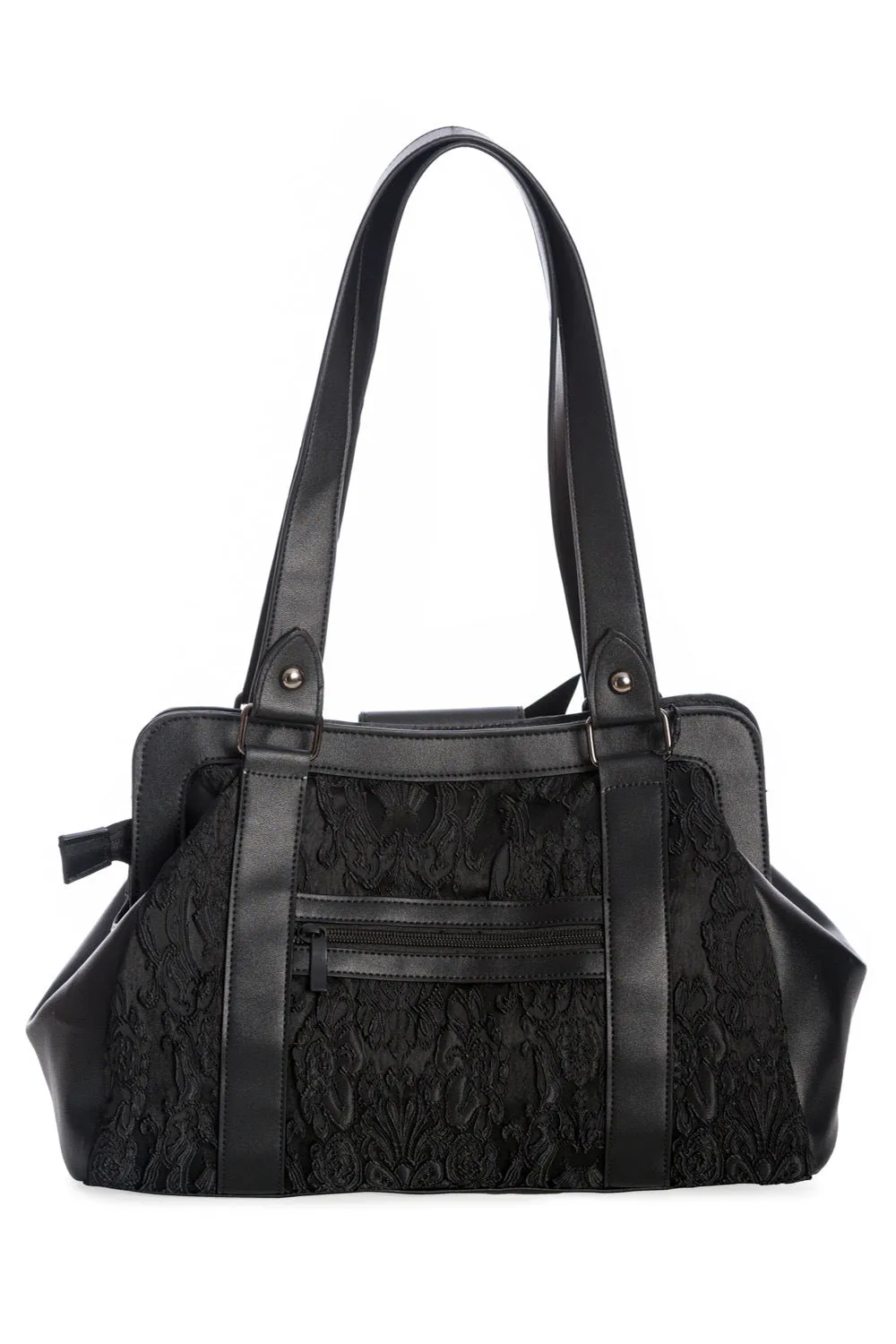 Black Damask Bat Bow Shoulder Bag