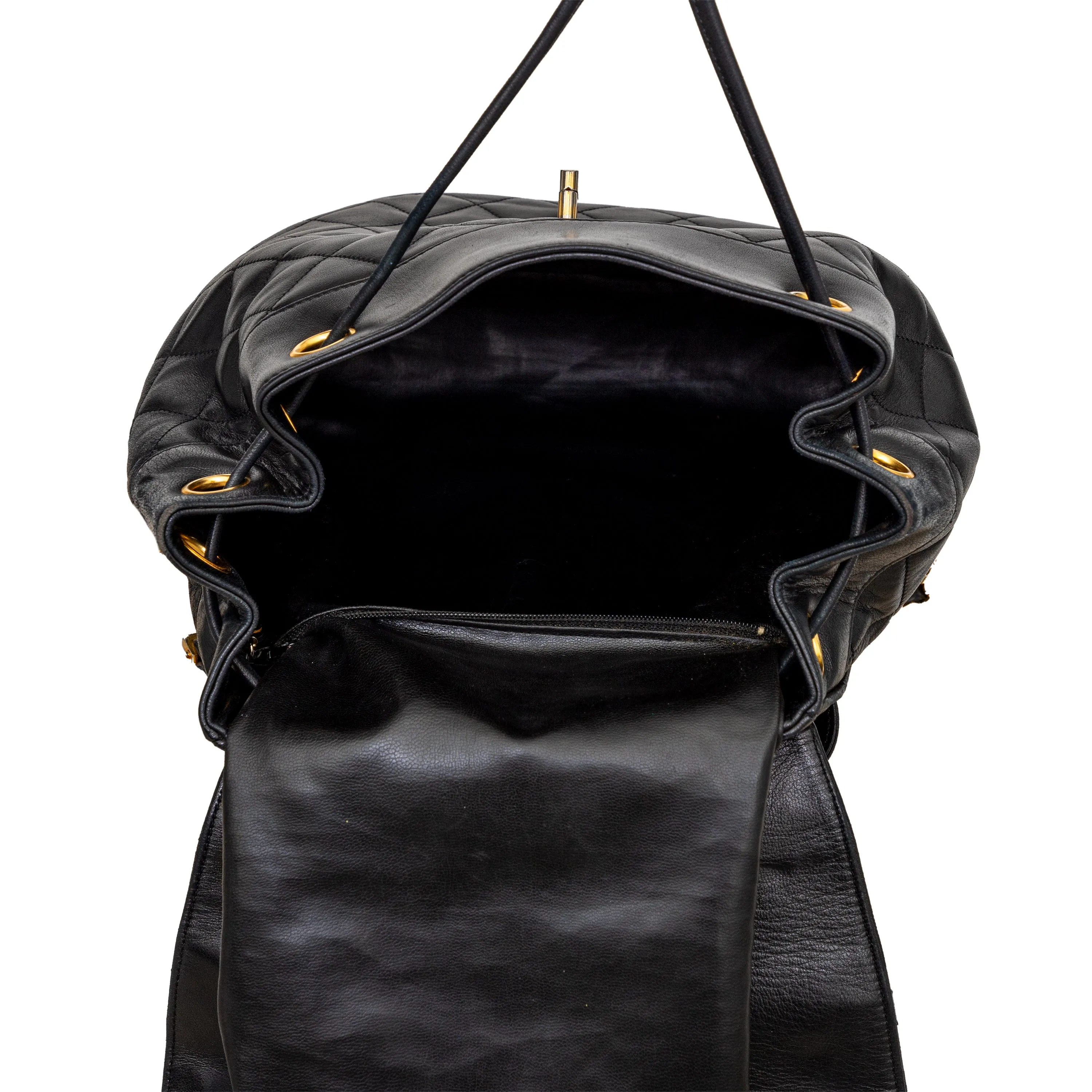 Chanel Vintage Quilted Lambskin Drawstring Backpack - '90s