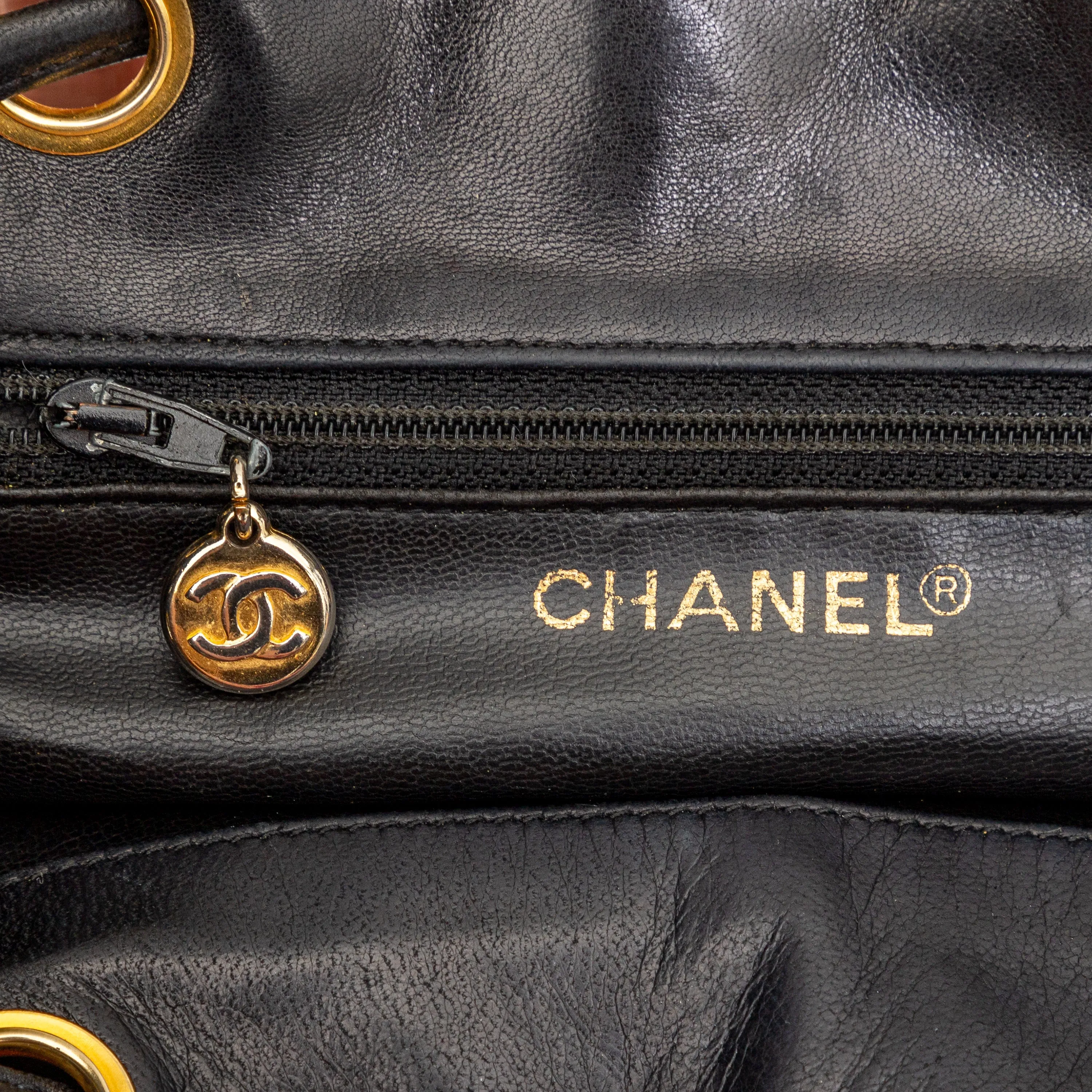 Chanel Vintage Quilted Lambskin Drawstring Backpack - '90s