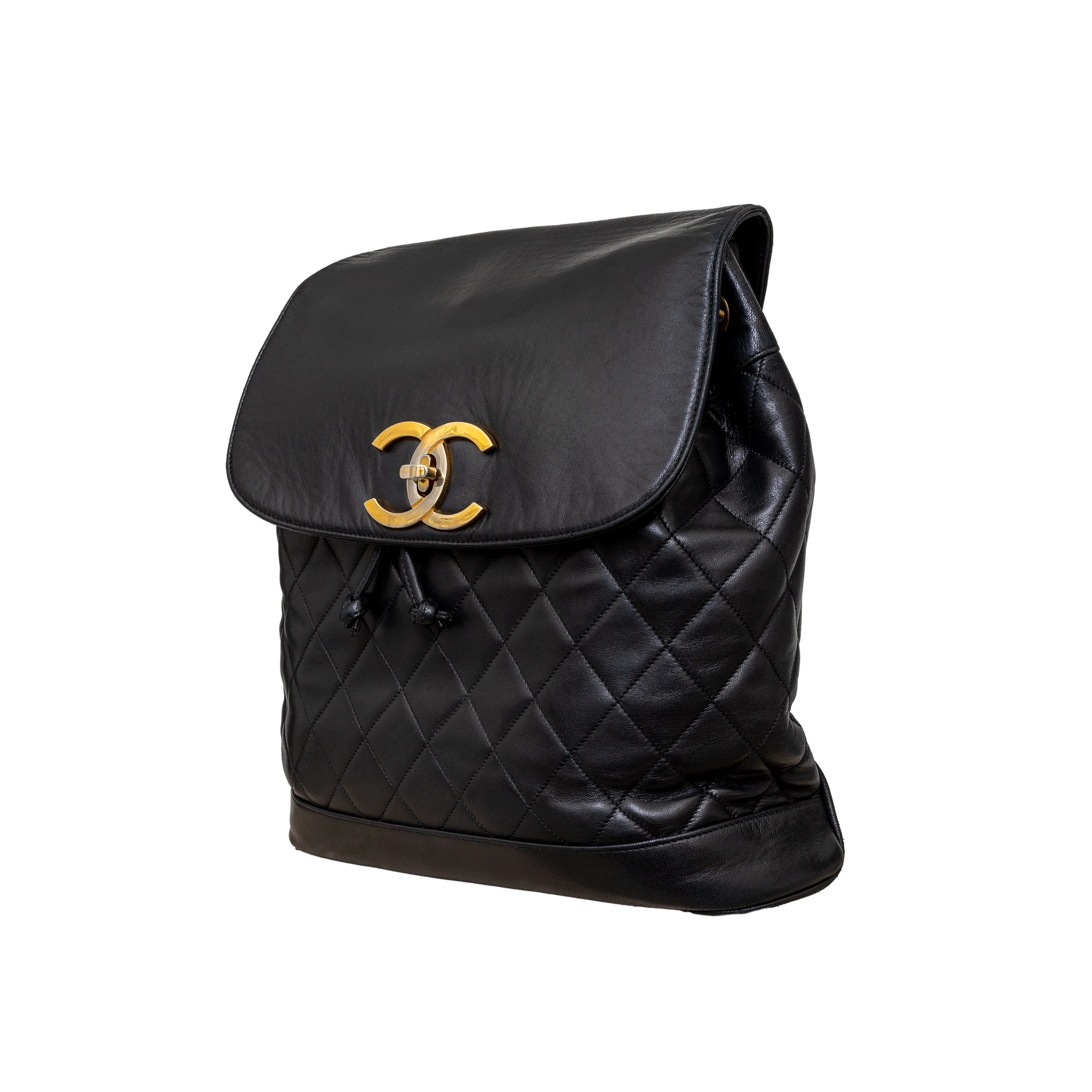 Chanel Vintage Quilted Lambskin Drawstring Backpack - '90s