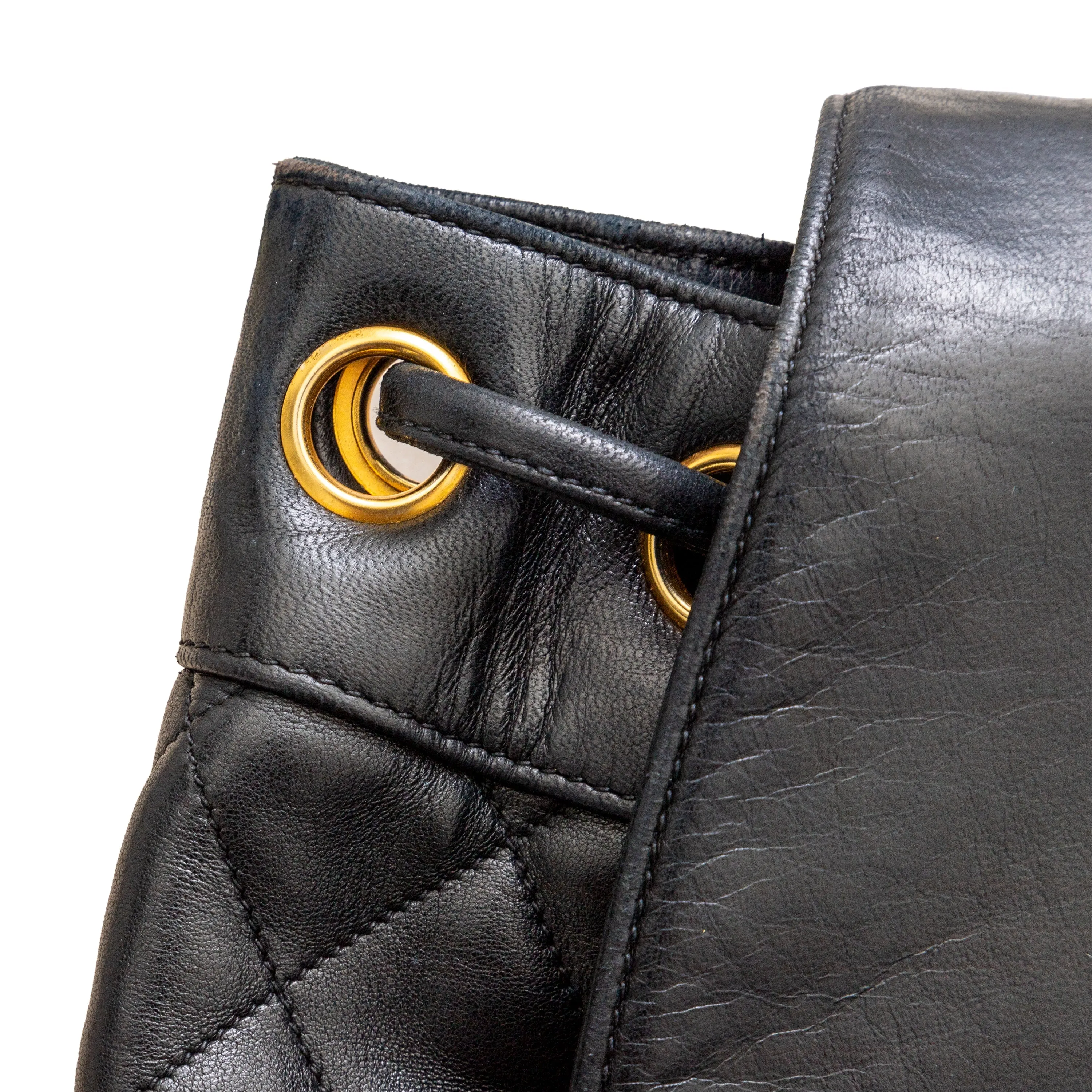 Chanel Vintage Quilted Lambskin Drawstring Backpack - '90s