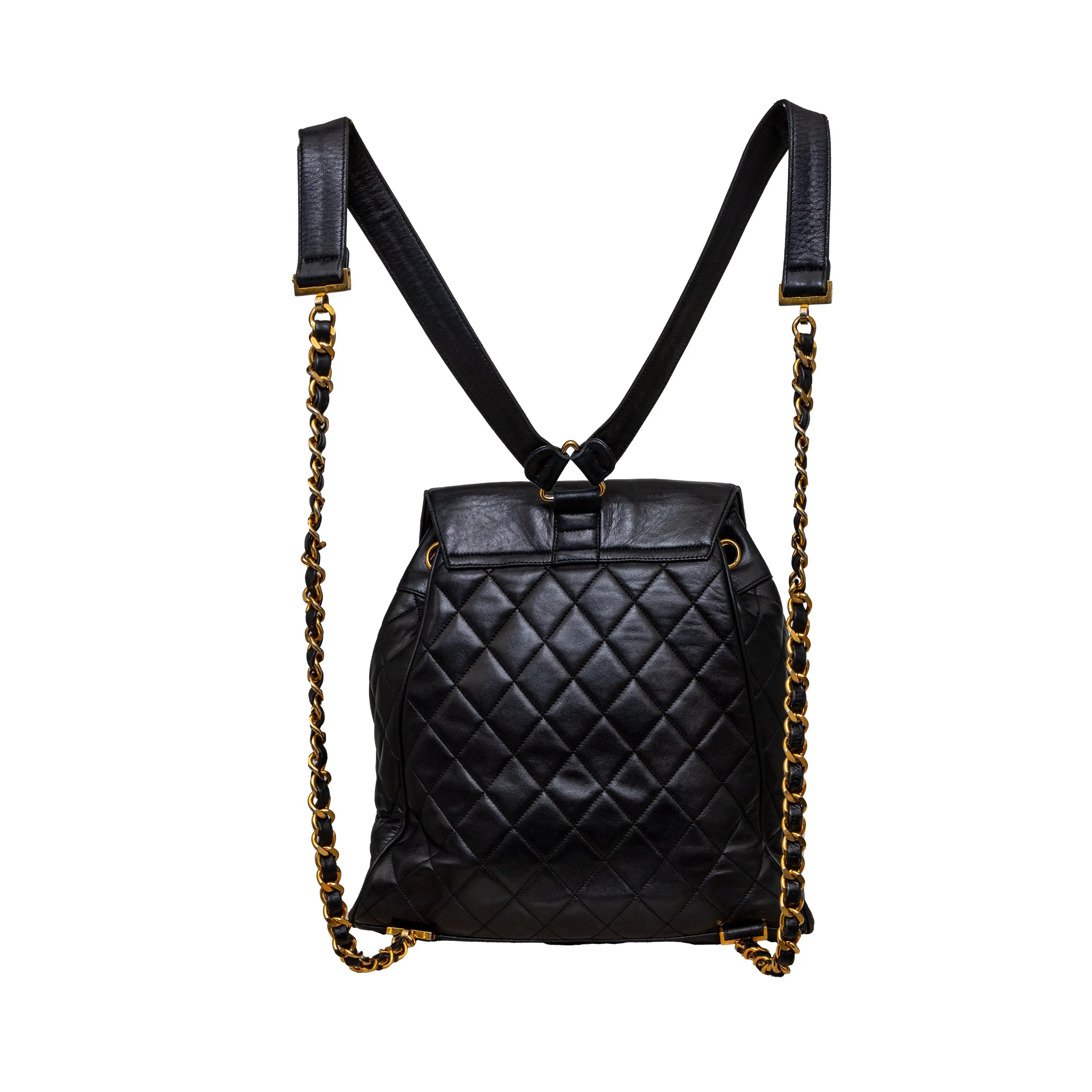 Chanel Vintage Quilted Lambskin Drawstring Backpack - '90s