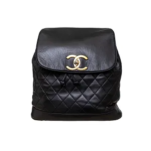 Chanel Vintage Quilted Lambskin Drawstring Backpack - '90s