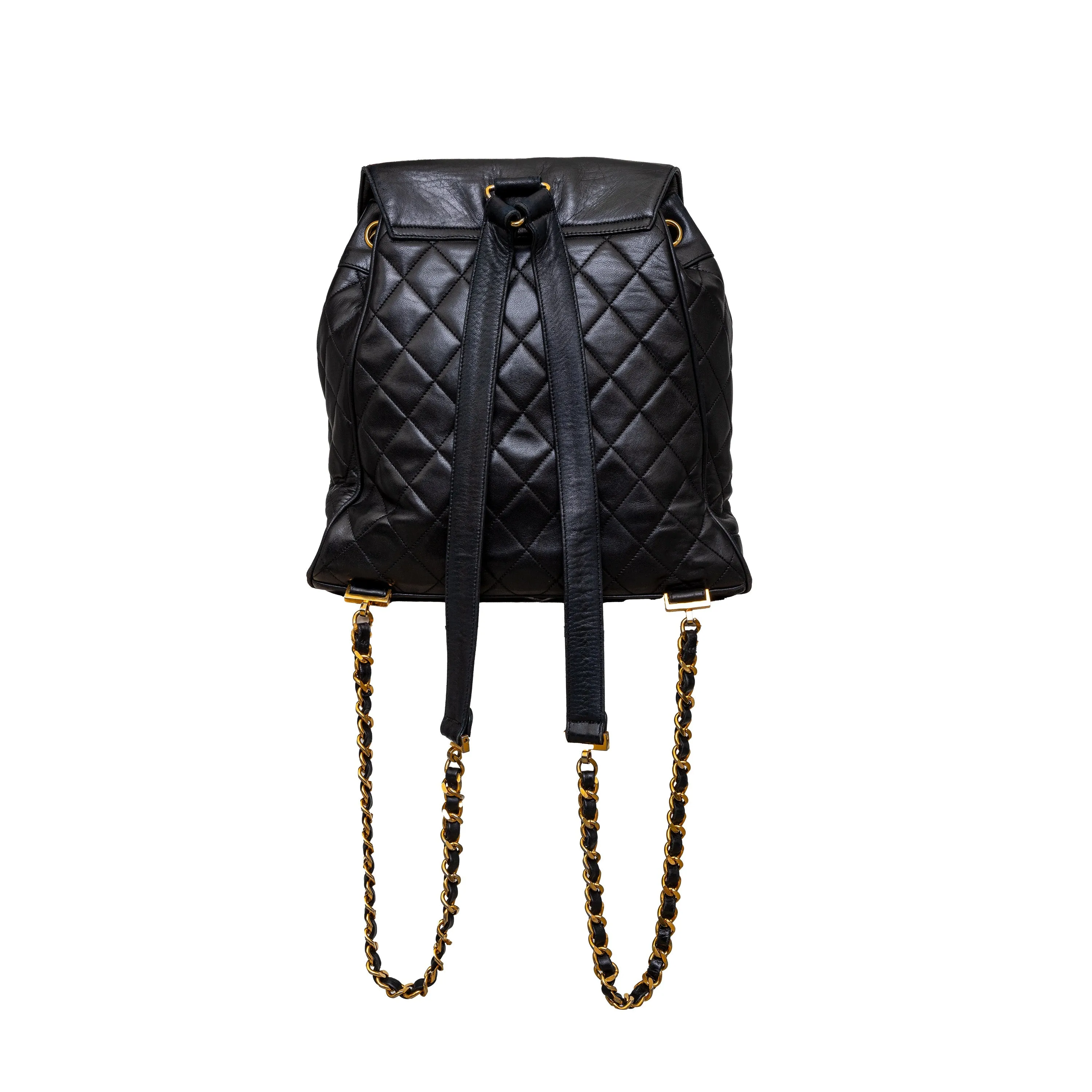 Chanel Vintage Quilted Lambskin Drawstring Backpack - '90s