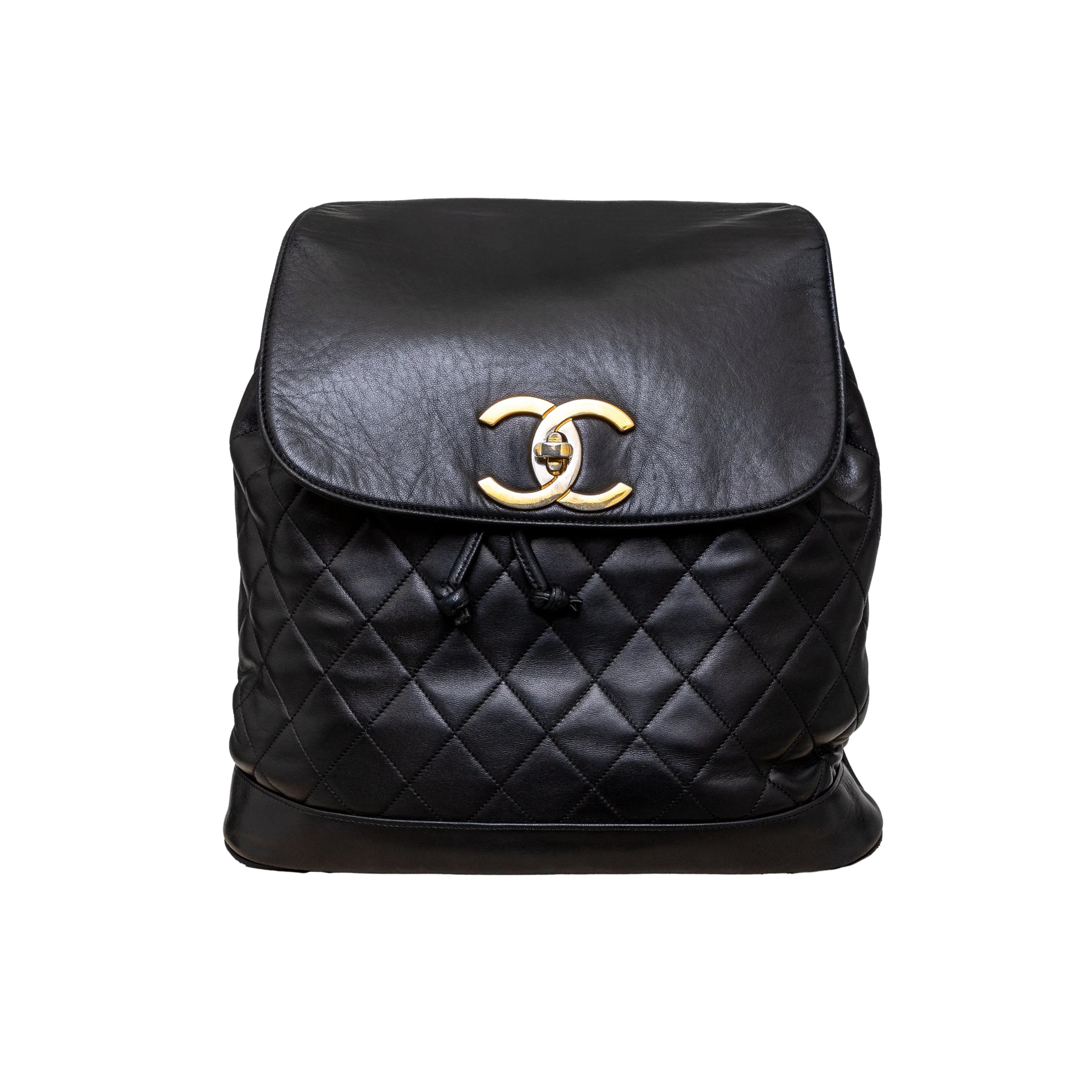 Chanel Vintage Quilted Lambskin Drawstring Backpack - '90s