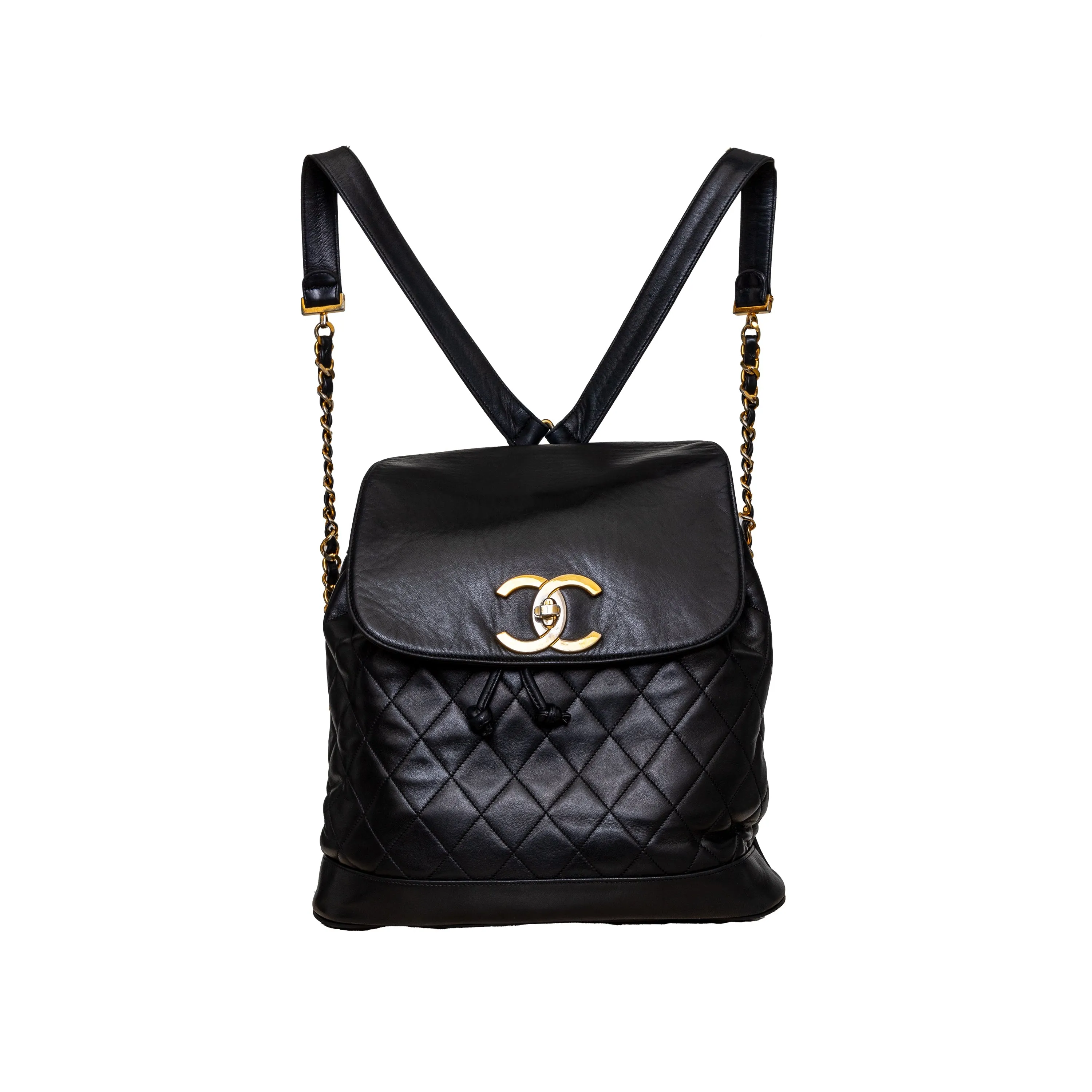 Chanel Vintage Quilted Lambskin Drawstring Backpack - '90s