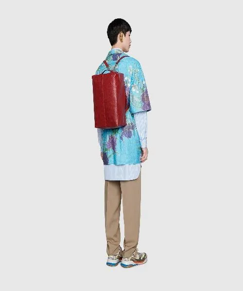 Gucci Soft Leather Backpack Red