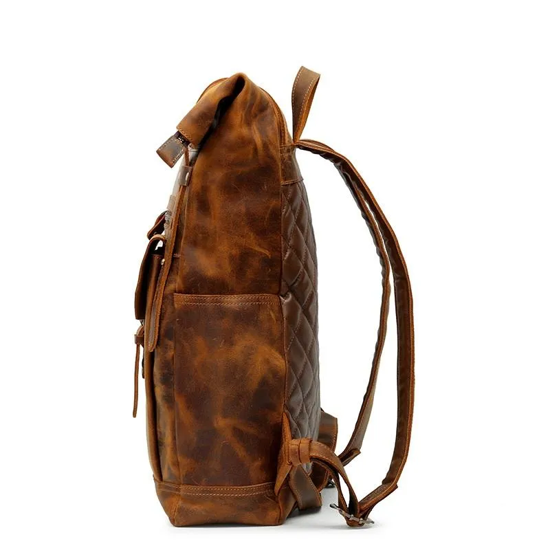 Handmade Men's Leather School Backpack