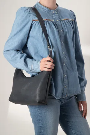Harpers Emporium Shoulder Bag in Denim Blue Leather
