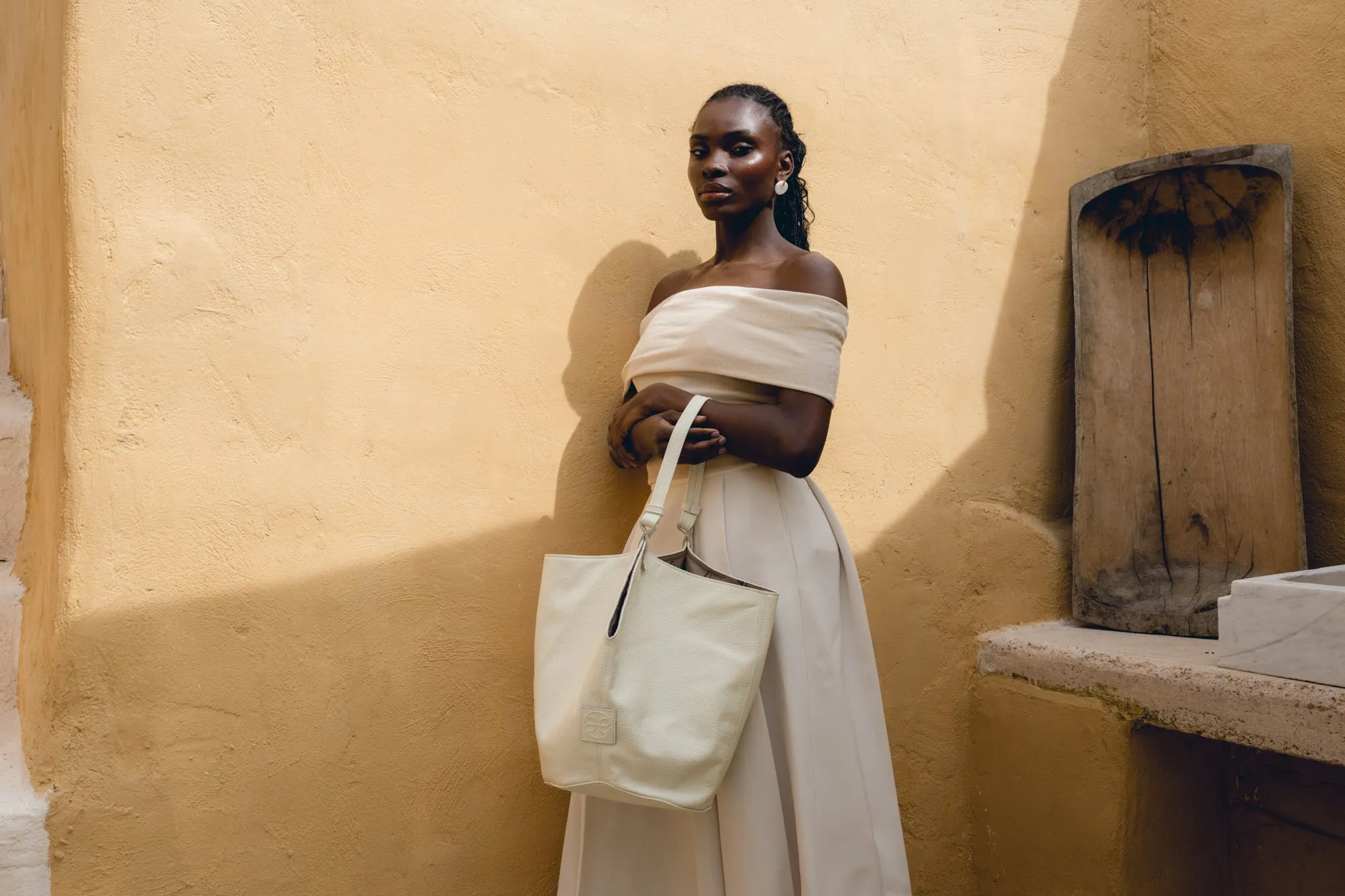 Helena Leather Shoulder Bag -  Taupe