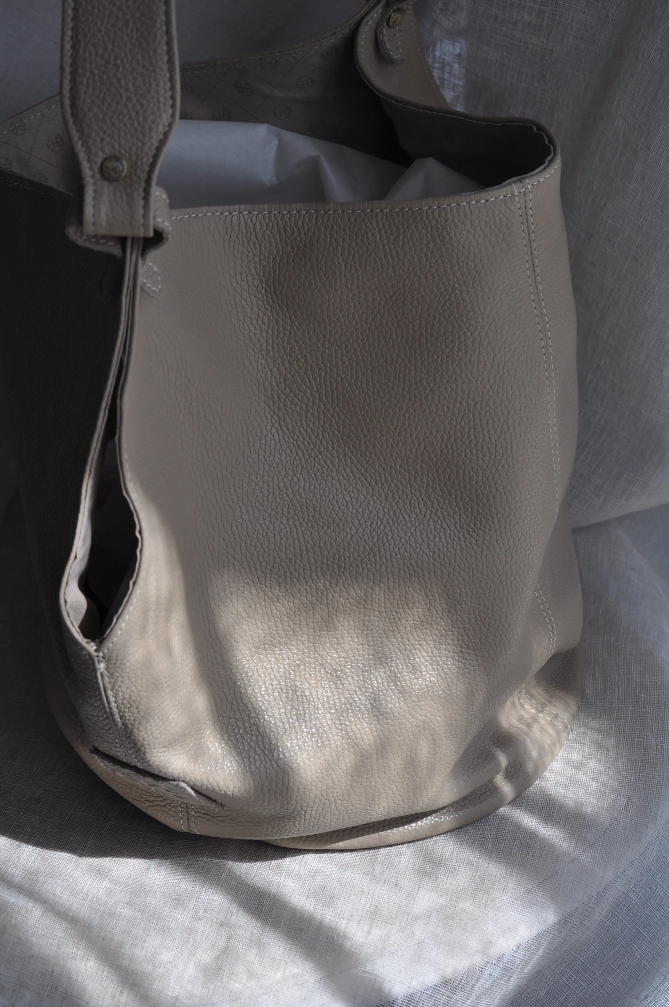 Helena Leather Shoulder Bag -  Taupe