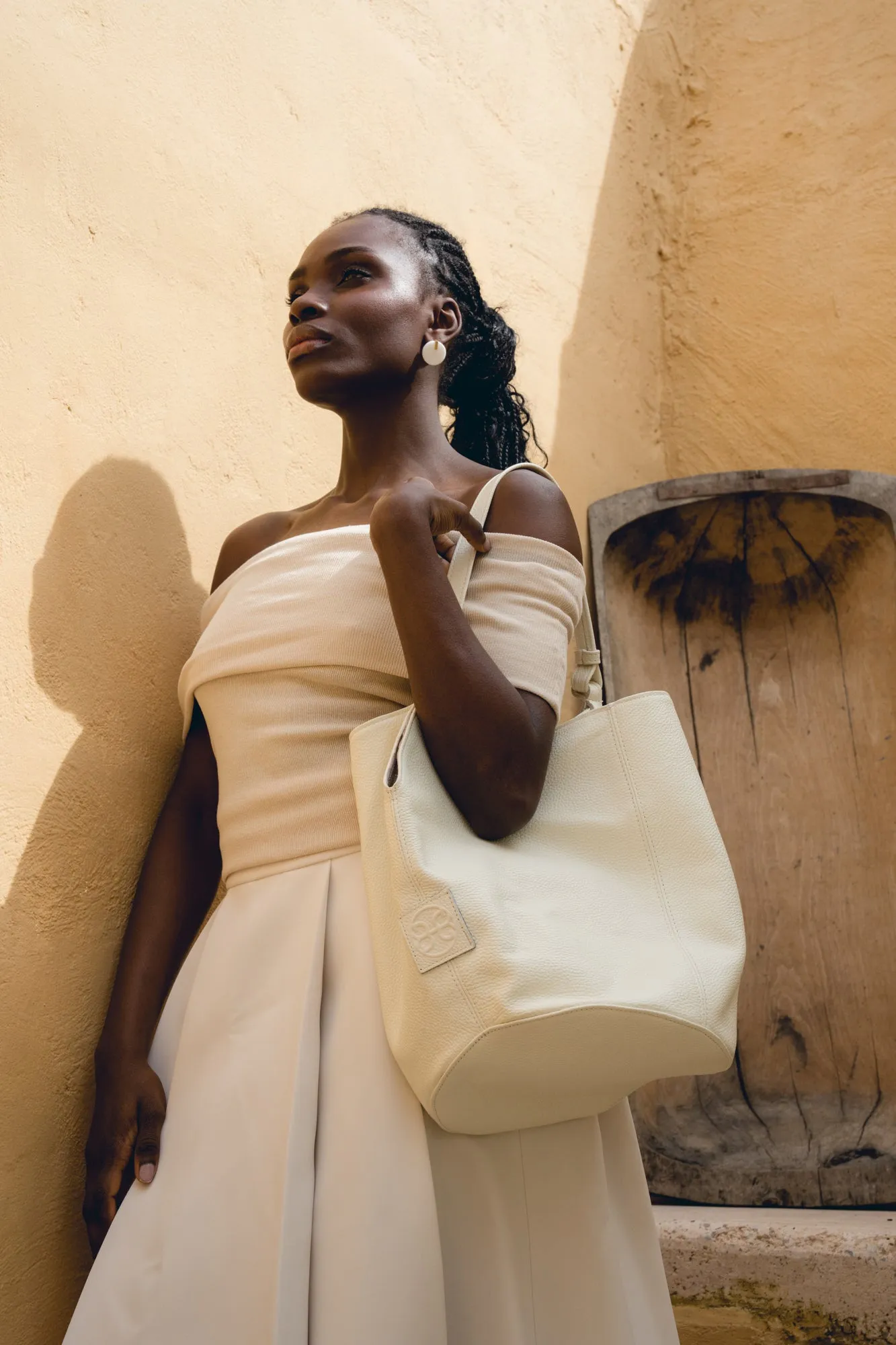 Helena Leather Shoulder Bag -  Taupe