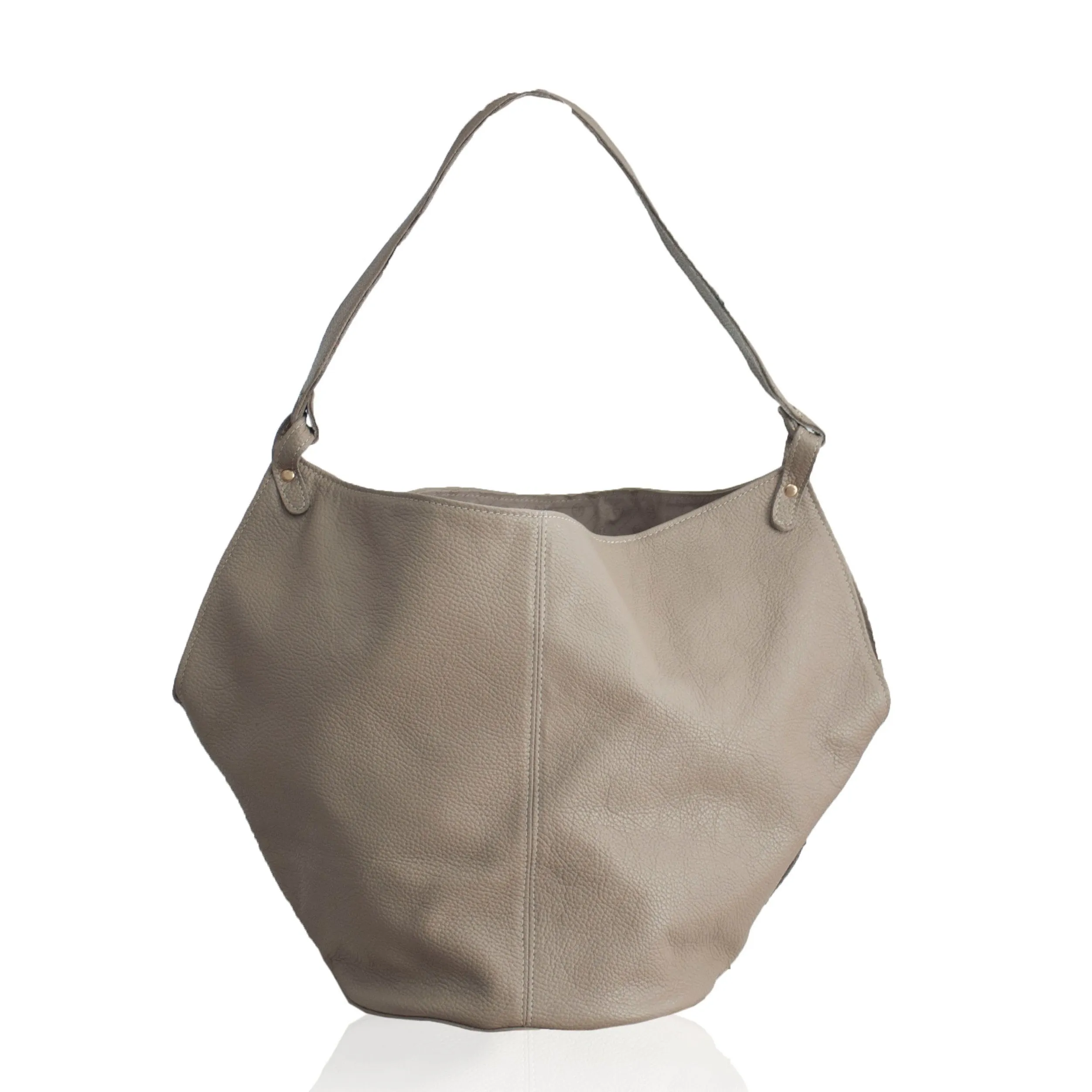 Helena Leather Shoulder Bag -  Taupe