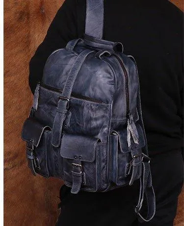 Men Backpack Vintage Leather Travel 15.6"
