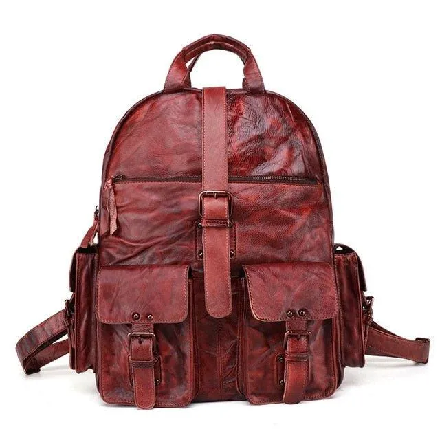 Men Backpack Vintage Leather Travel 15.6"