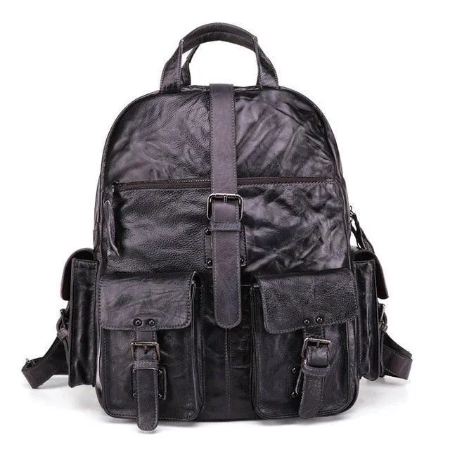 Men Backpack Vintage Leather Travel 15.6"