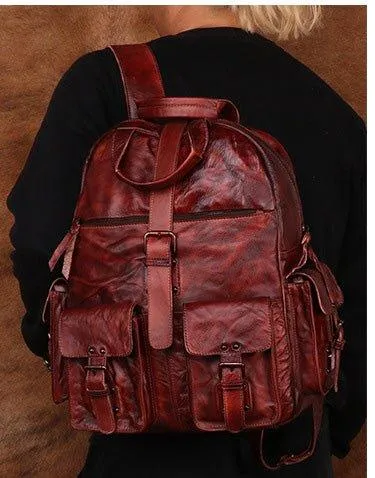 Men Backpack Vintage Leather Travel 15.6"