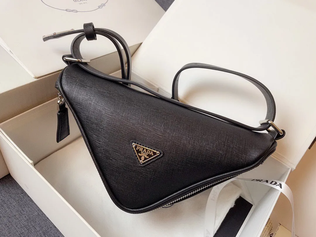 PD170 Triangle Leather Shoulder Bag / 10.2x3.9x5.1inch