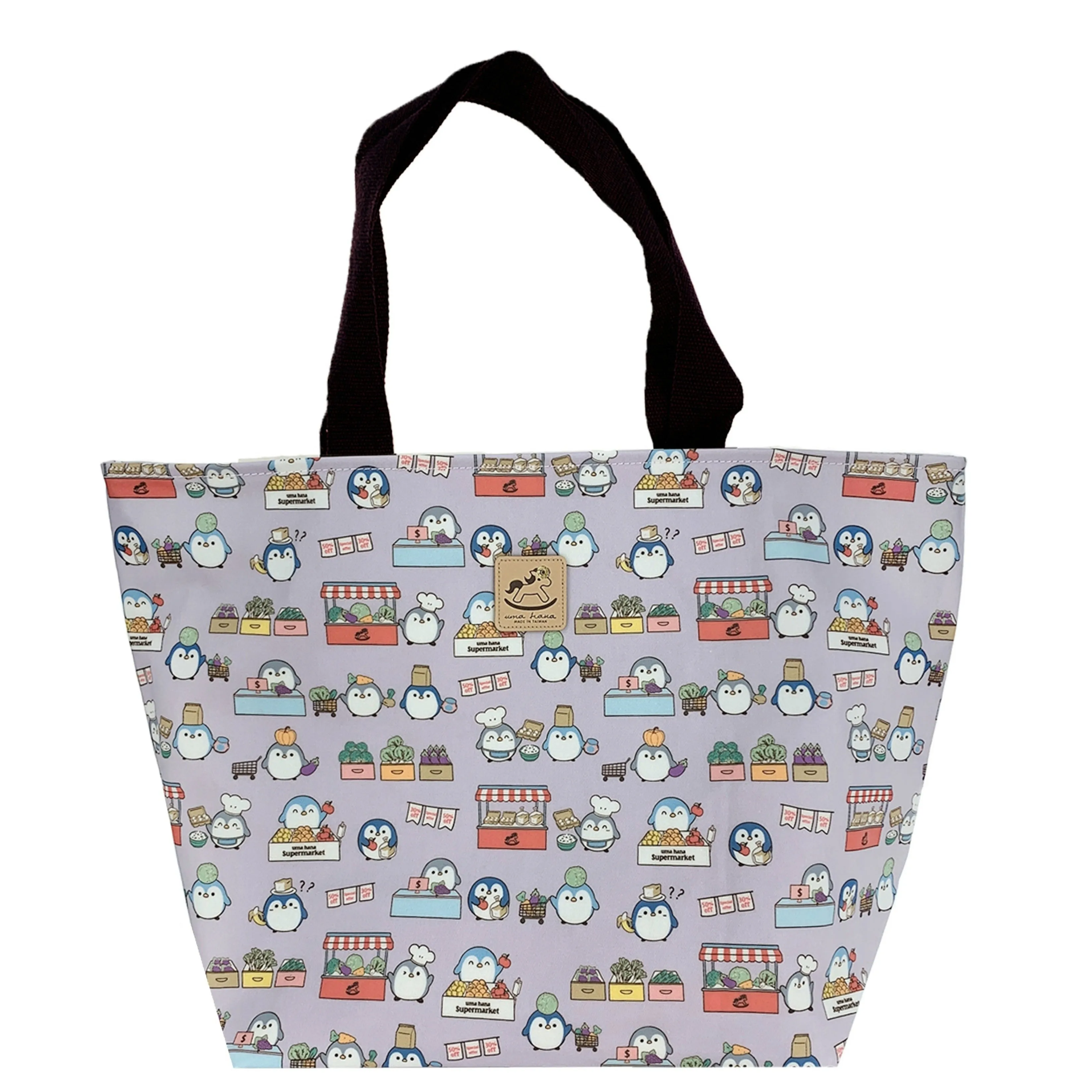 Purple Penguin Market Large Travel Tote
