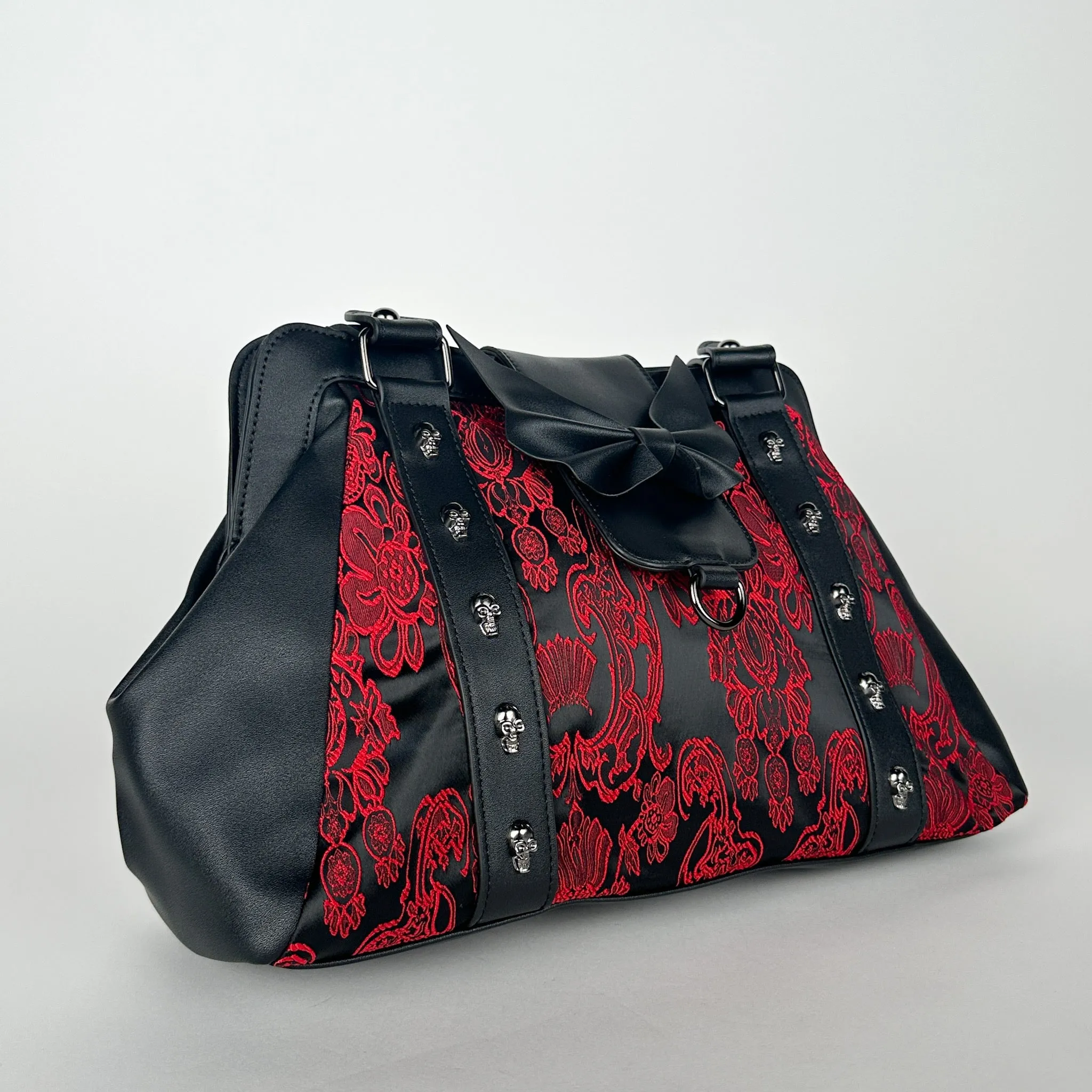 Red Damask Bat Bow Shoulder Bag