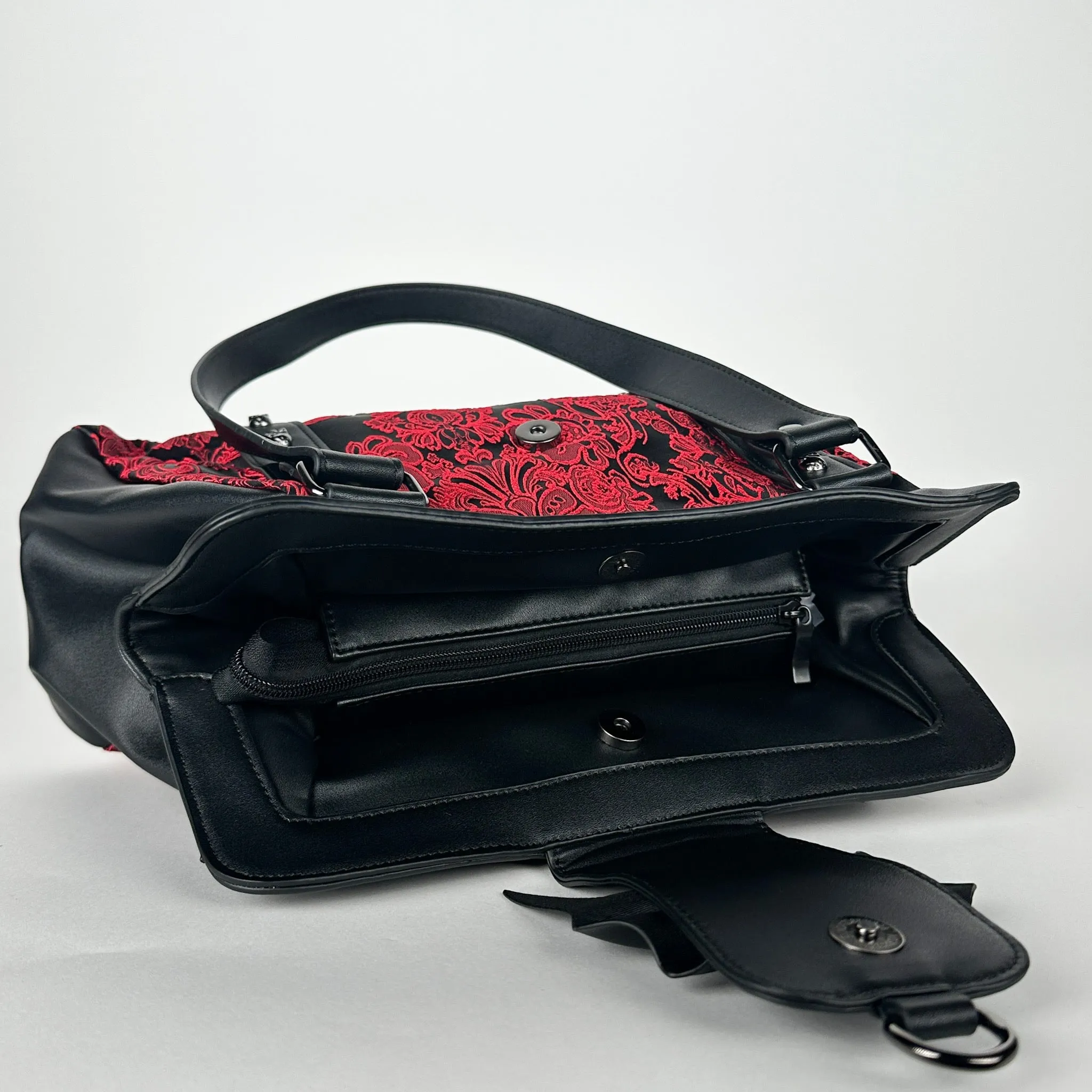 Red Damask Bat Bow Shoulder Bag
