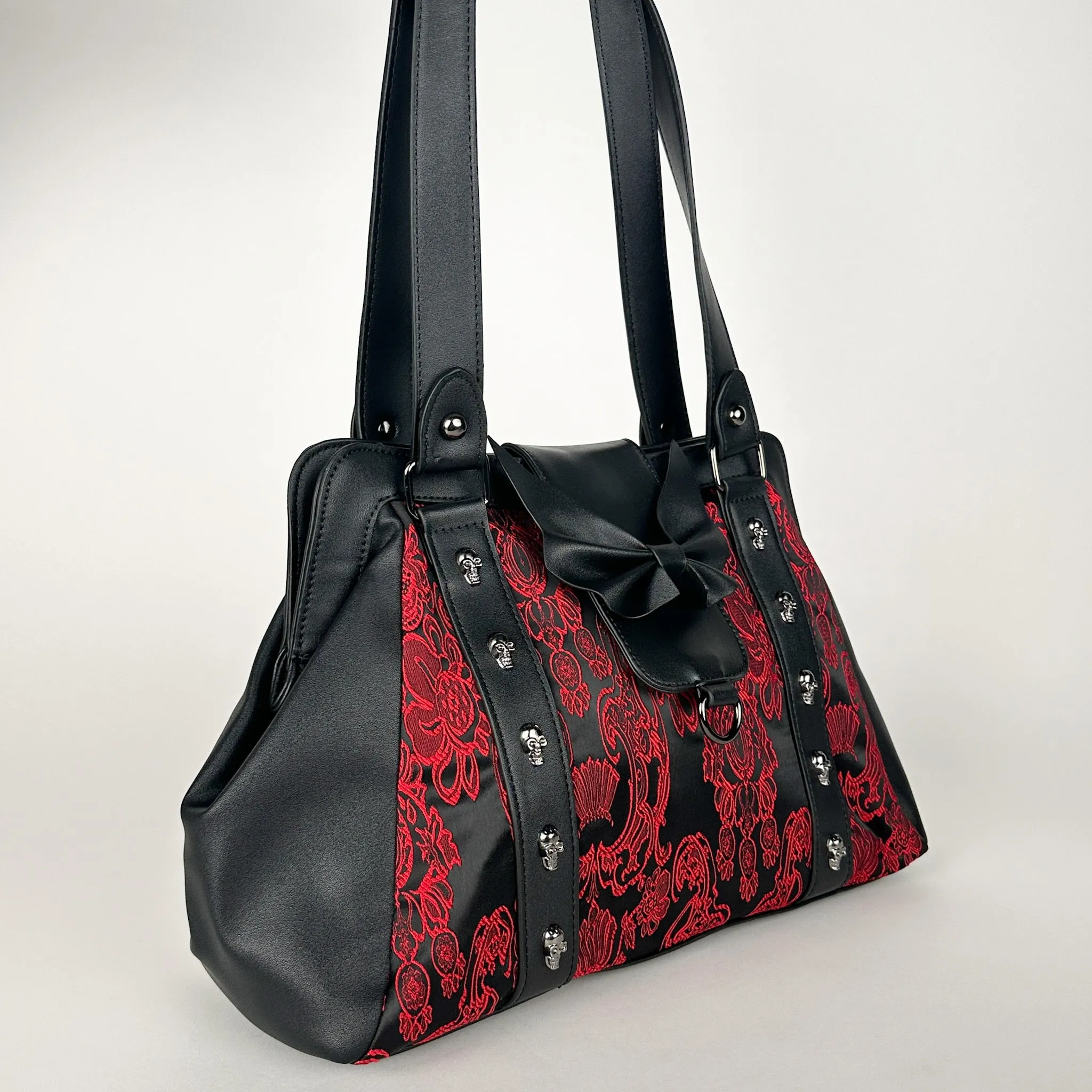 Red Damask Bat Bow Shoulder Bag