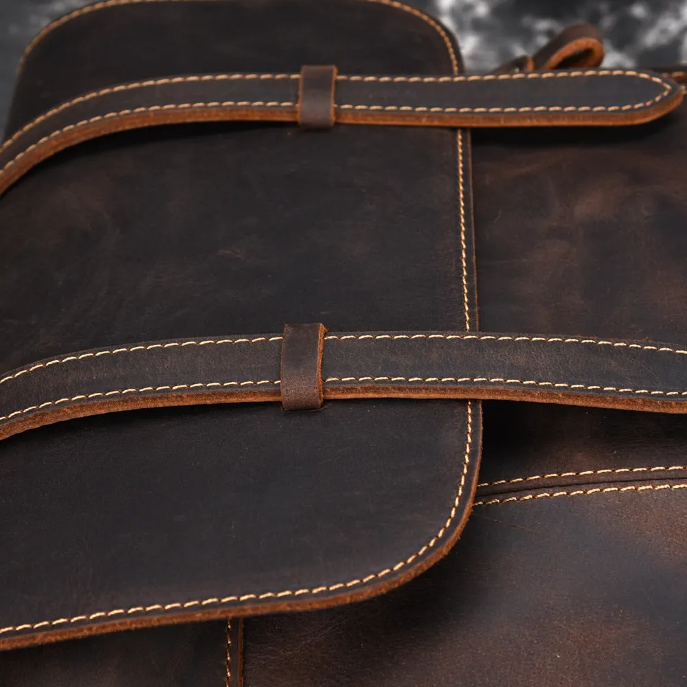 Retro Simple Leather Backpack 8110