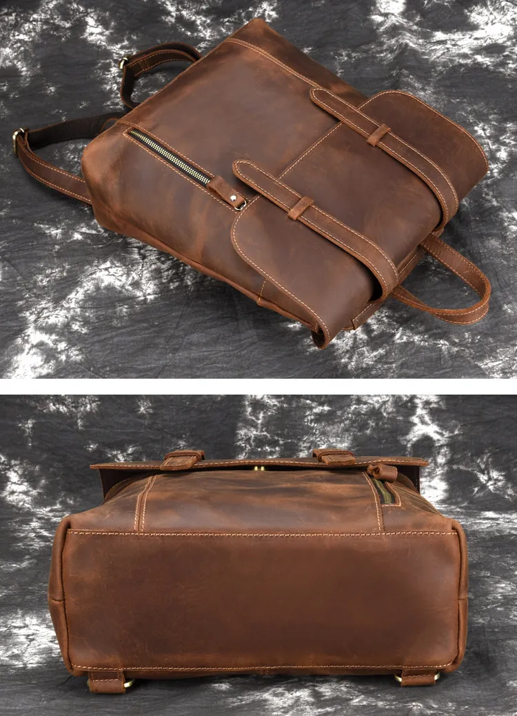 Retro Simple Leather Backpack 8110