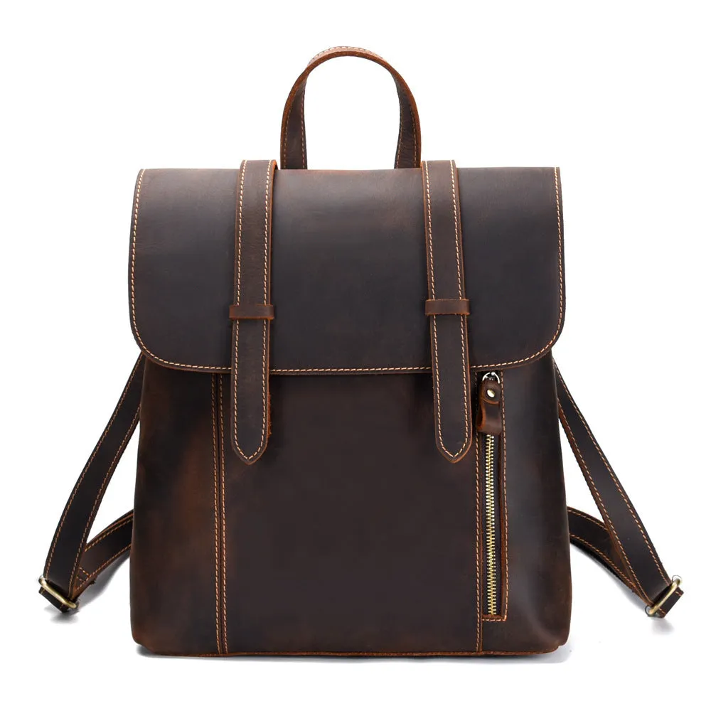Retro Simple Leather Backpack 8110