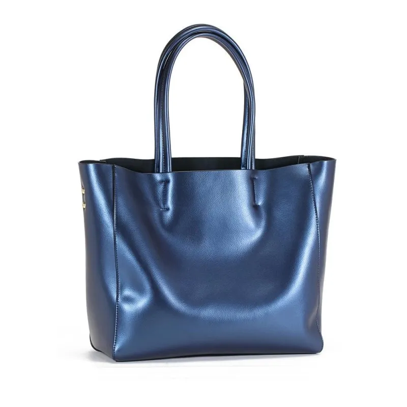 Seraphina | Silver Genuine Leather Tote Bag – Elegant & Spacious Work Handbag