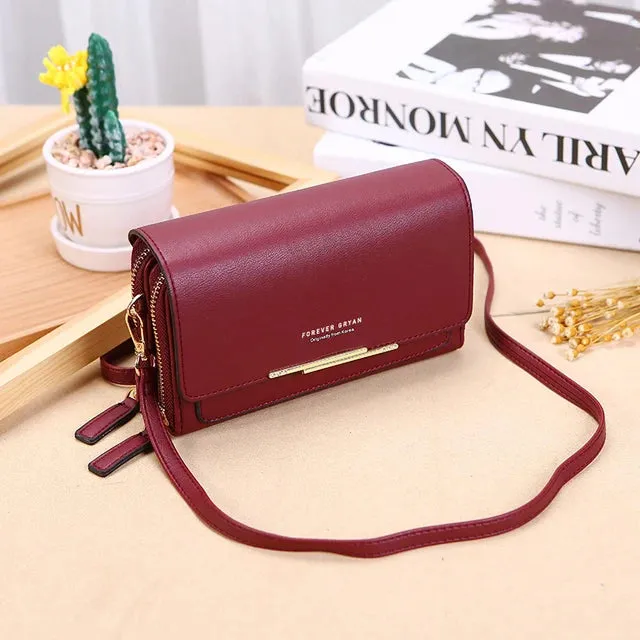 Sleek Maroon Multi-Pocket Crossbody Bag