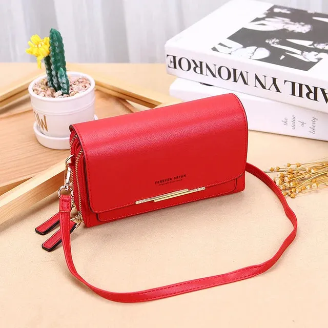 Sleek Maroon Multi-Pocket Crossbody Bag