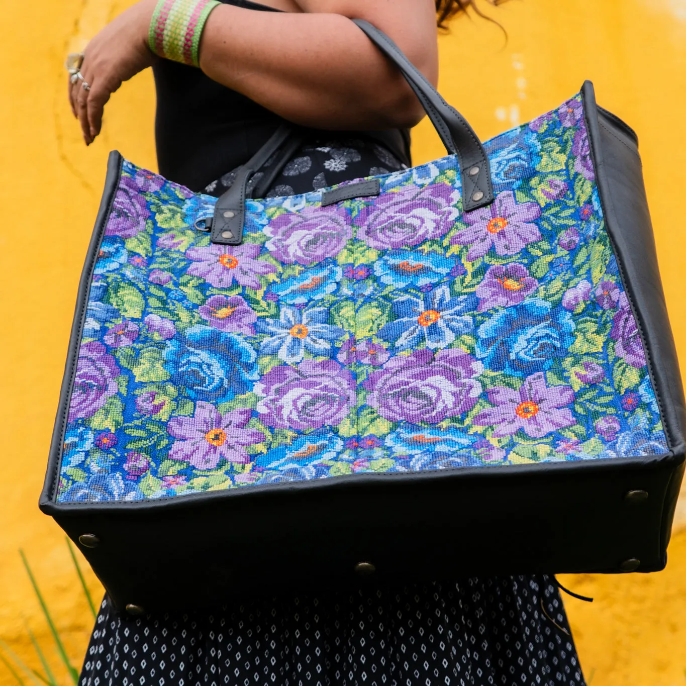 THE PERFECT TRAVEL TOTE - OOAK HUIPIL - BLACK - NO. 12806