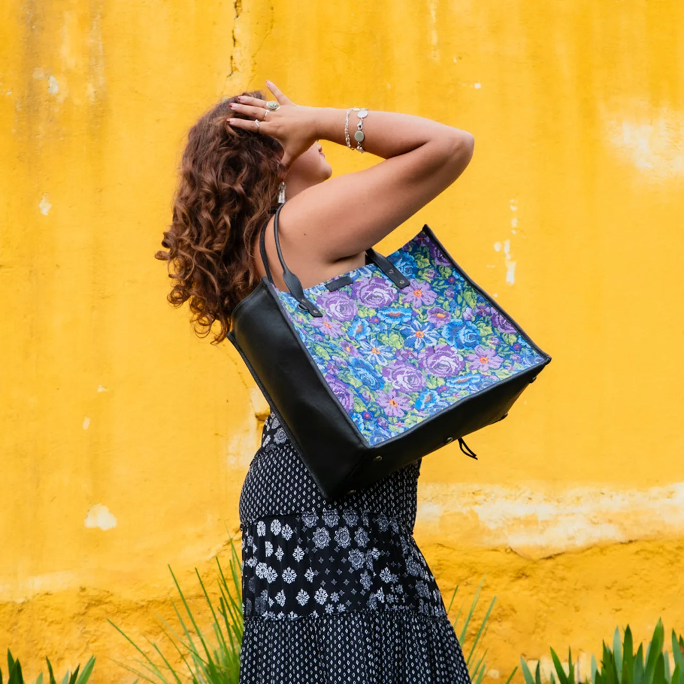 THE PERFECT TRAVEL TOTE - OOAK HUIPIL - BLACK - NO. 12806