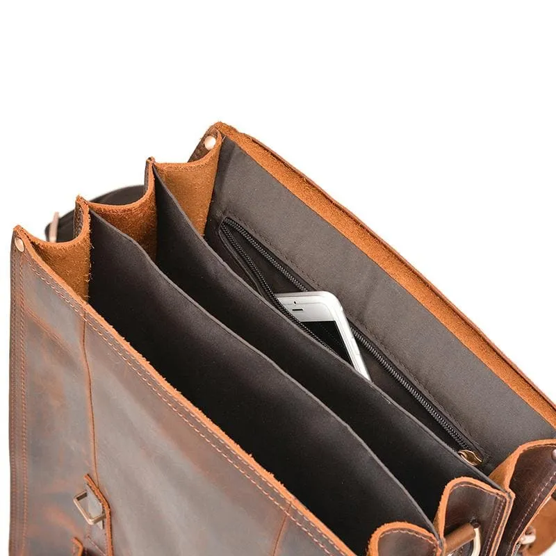 Vintage Brown Leather Backpack for Men