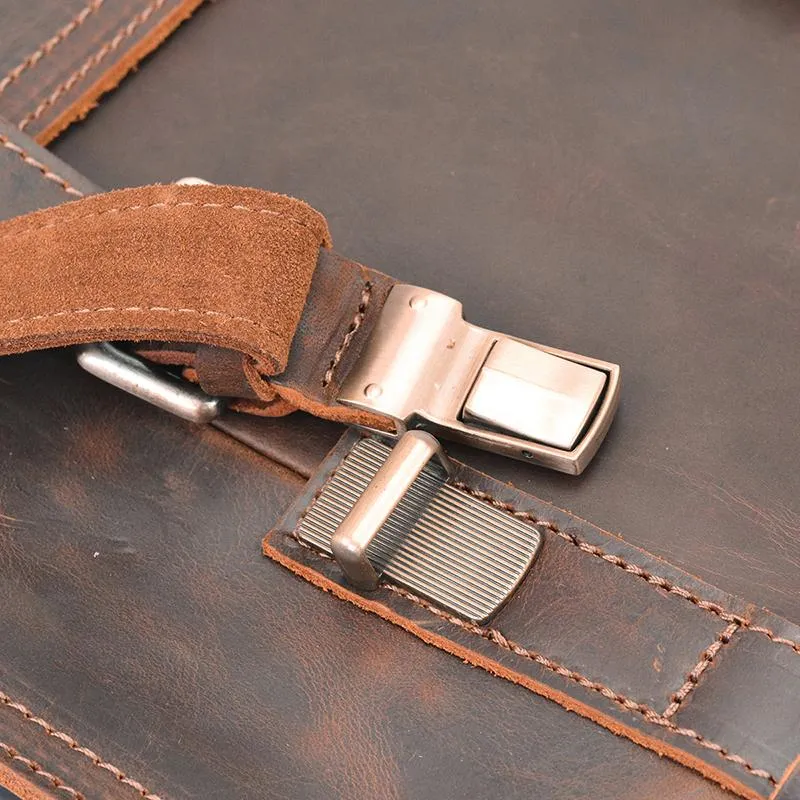 Vintage Brown Leather Backpack for Men