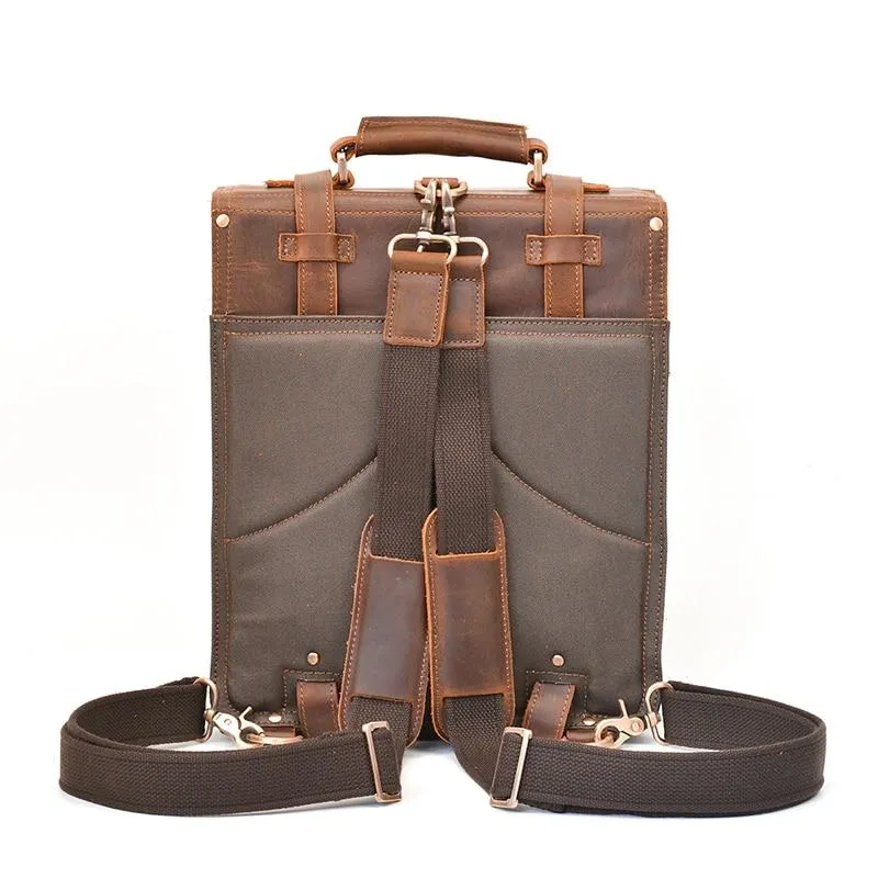 Vintage Brown Leather Backpack for Men