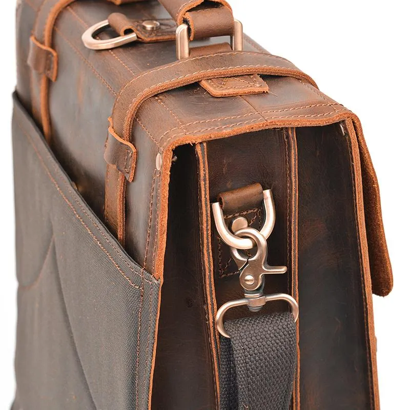 Vintage Brown Leather Backpack for Men