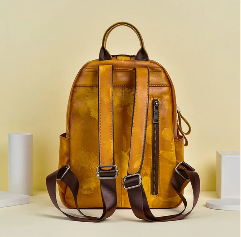 Vintage Graffiti Leather Backback for Women C313