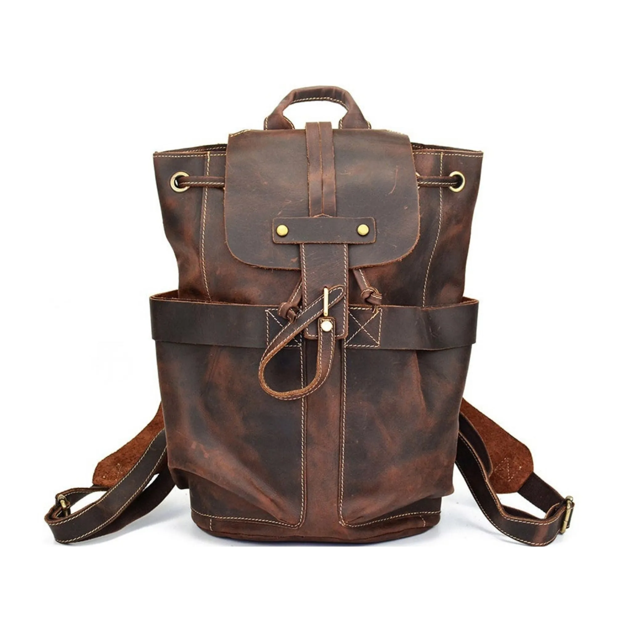 Vintage Handmade Leather Laptop Backpack