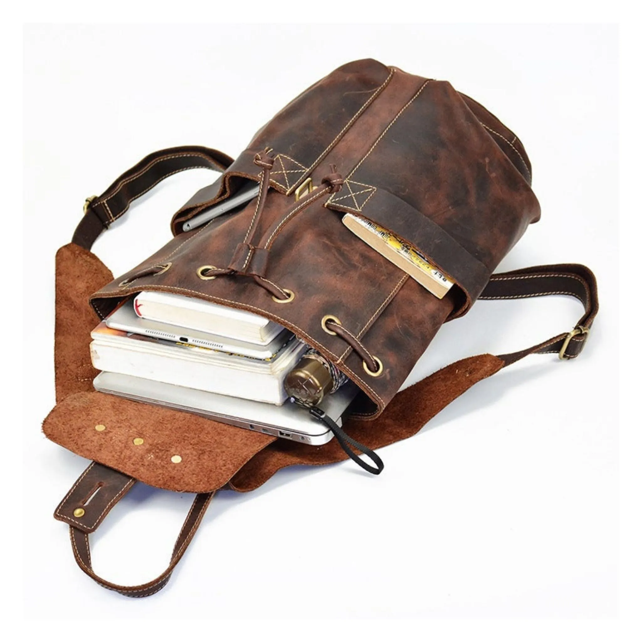 Vintage Handmade Leather Laptop Backpack