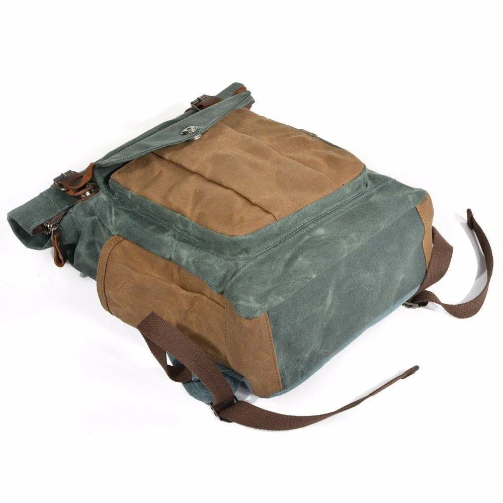 Vintage Roll Top Canvas Backpack Rucksack Travel Men Women
