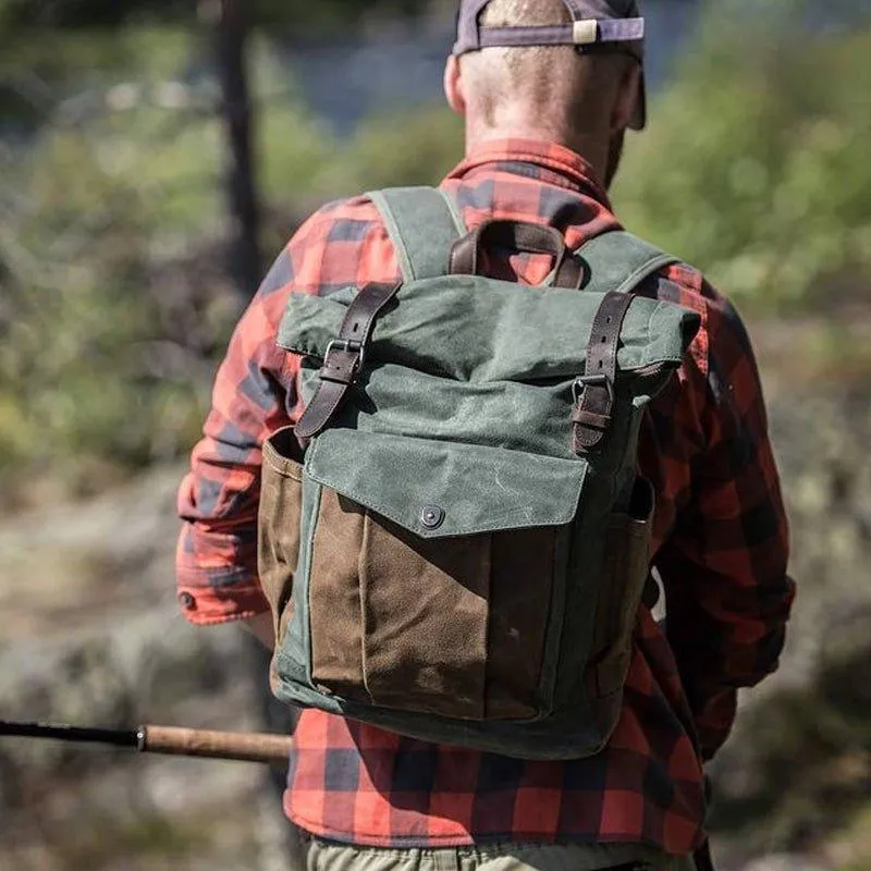 Vintage Roll Top Canvas Backpack Rucksack Travel Men Women