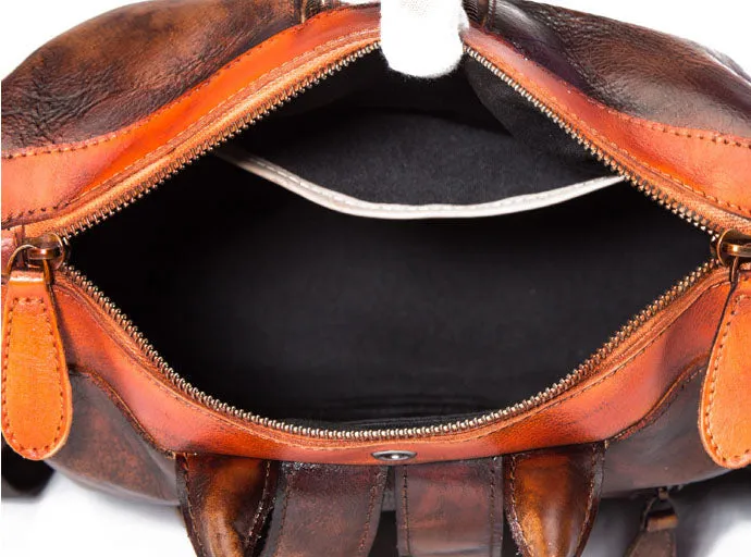 Vintage Womens Small Leather Backpack Purse With Headphone Cable Hole leather Rucksack Bag For Women