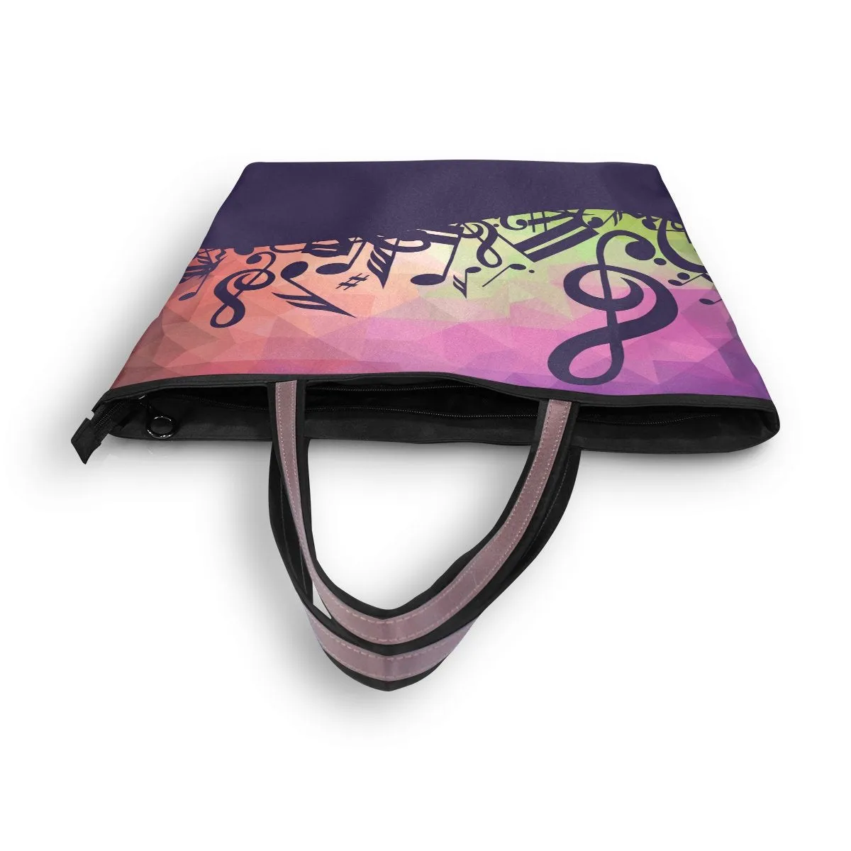 WIHVE Tote Bag Music Note Triangle Shoulder Handbag Travel Beach Bags With Zipper
