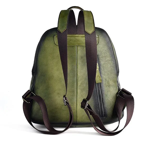 Womens Funky Brown Leather Backpack Purse Vintage Backpacks for Women