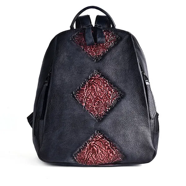 Womens Funky Brown Leather Backpack Purse Vintage Backpacks for Women