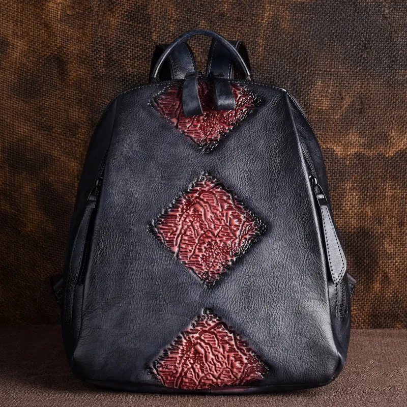 Womens Funky Brown Leather Backpack Purse Vintage Backpacks for Women