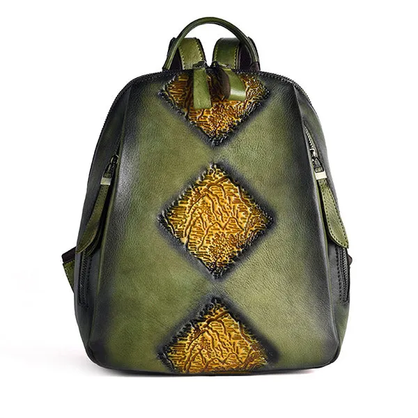 Womens Funky Brown Leather Backpack Purse Vintage Backpacks for Women